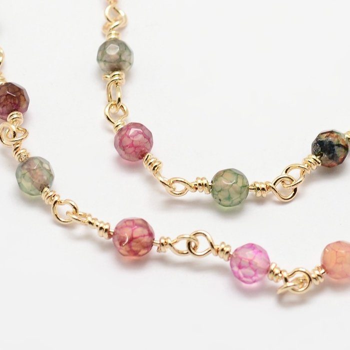 Edelsteen Ketting Agaat Facetkralen Mix 4mm, 1 meter