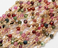 Gemstone Chain Agate Faceted Beads Mix 4mm, 1 meter