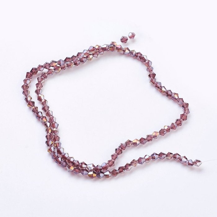 Faceted Glassbeads Bicone 4mm Vintage Purple Shine, 90 pieces