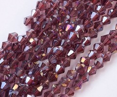 90 pieces Faceted Glassbeads Bicone 4mm Vintage Purple Shine