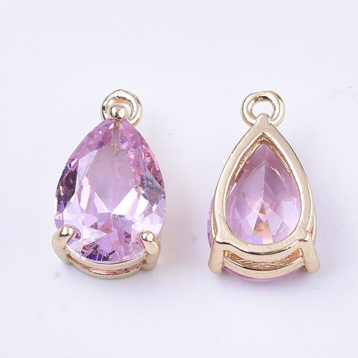 Glass Charm Teardrop Pink 15x8x6mm