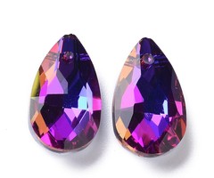 Glass Charm Teardrop Violet Shine 16x9x5mm