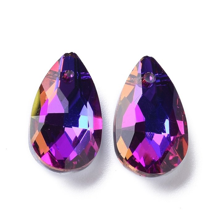 1025 Glas Bedel Druppel Violet Shine 16x9x5mm