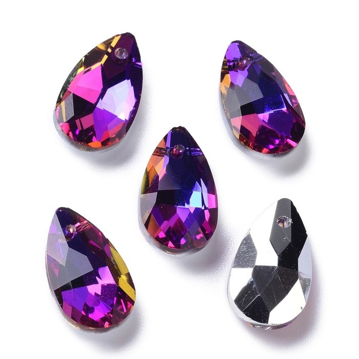 1025 Glass Charm Teardrop Violet Shine 16x9x5mm
