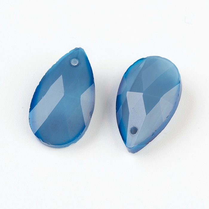 Glass Charm Teardrop Cornflower Blue 22x13x7mm