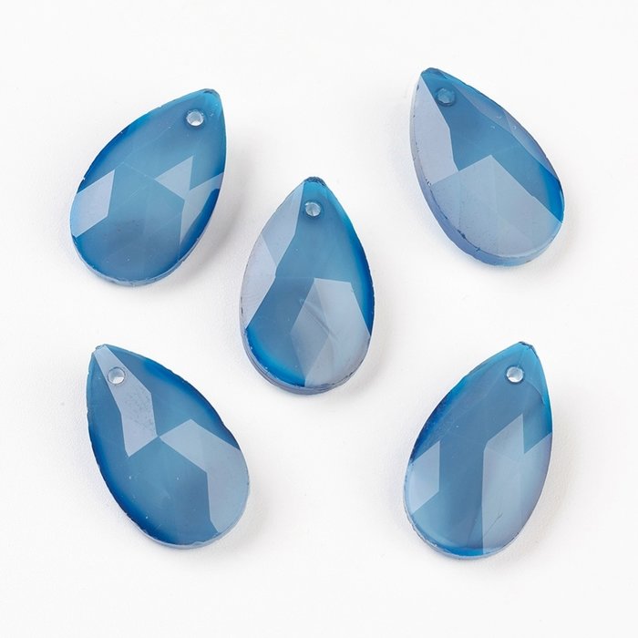 Glass Charm Teardrop Cornflower Blue 22x13x7mm