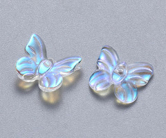 Glass Charm Butterfly Clear Shine 9x11x3mm