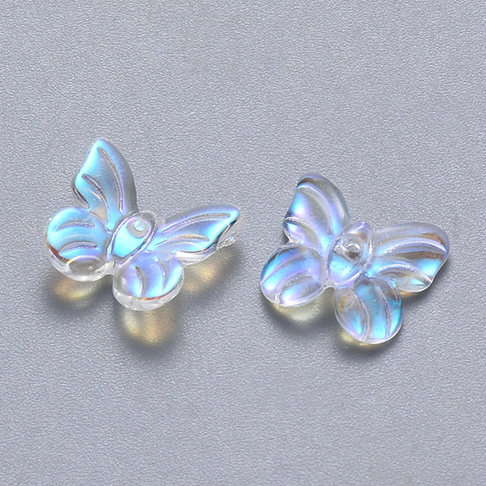 Glass Charm Butterfly Clear Shine 9x11x3mm