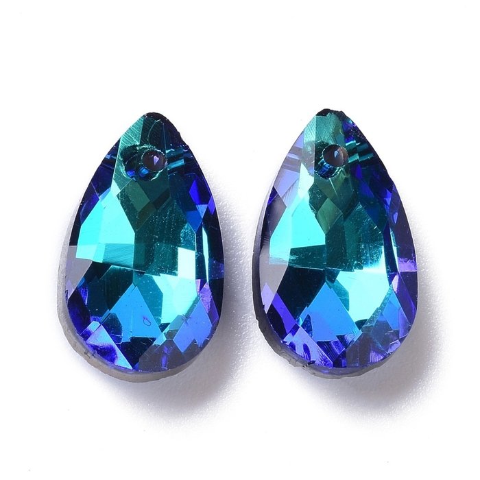 Glas Bedel Druppel Blauw Shine 16x9x5mm