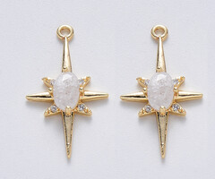 Charm  with Zirconia Star 21x12x3mm Nickel Free