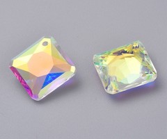 Glass Charm Square Crystal Shine 14x14x6mm