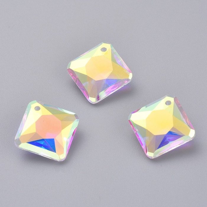 Glas Bedel Vierkant Crystal Shine 14x14x6mm