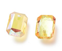 Glas Bedel Rechthoek Geel 11x8x4mm