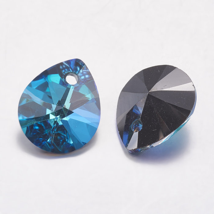 Glas Bedel Druppel Crystal Blauw 16x9x5mm