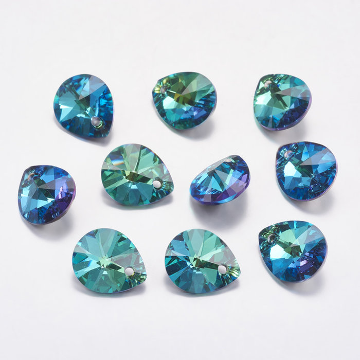 Glas Bedel Druppel Crystal Blauw 16x9x5mm