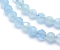 Natural Aquamarijn Edelsteen Facetkralen 3mm, streng 39cm, 110 stuks