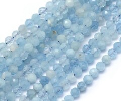 Natural Aquamarijn Edelsteen Facetkralen 4mm, streng 39cm, 95 stuks