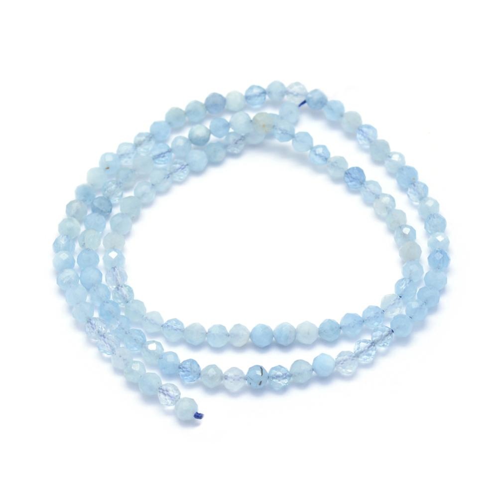 Natural Aquamarine Gemstone Faceted beads 4mm, strand 39cm, 95 pieces