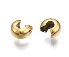 20 stuks Stainless Steel Knijpkraal Verbergers Gold Plated 3x4mm