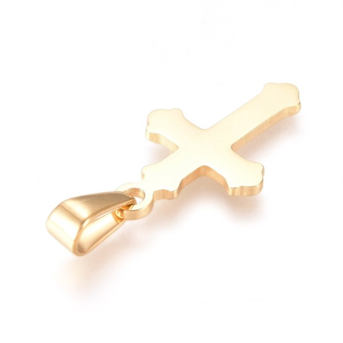Stainless Steel Charm Cross 24x14.5mm