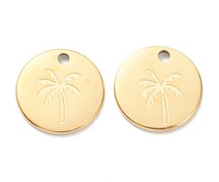 Stainless Steel Charm Palm Tree 11.5x1mm