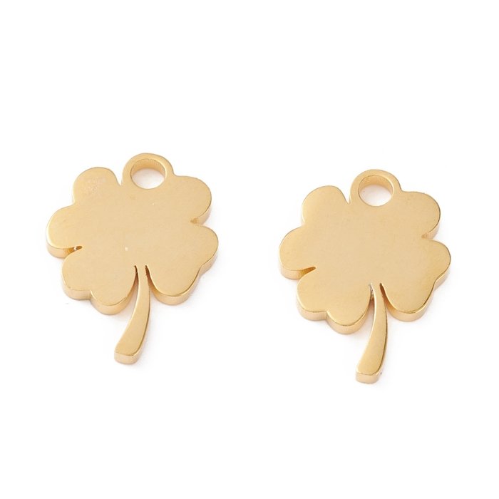 Stainless Steel Bedel Klavertje Vier 16x12mm