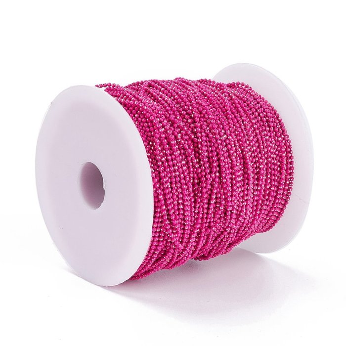Ball Chain Fuchsia Pink 1.5mm, per 3 meter