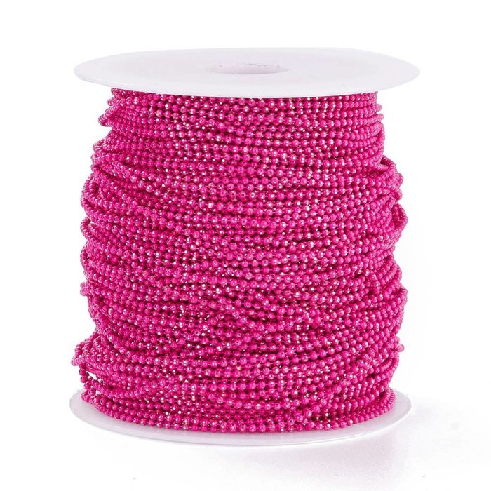 Ball Chain Fuchsia Pink 1.5mm, per 3 meter