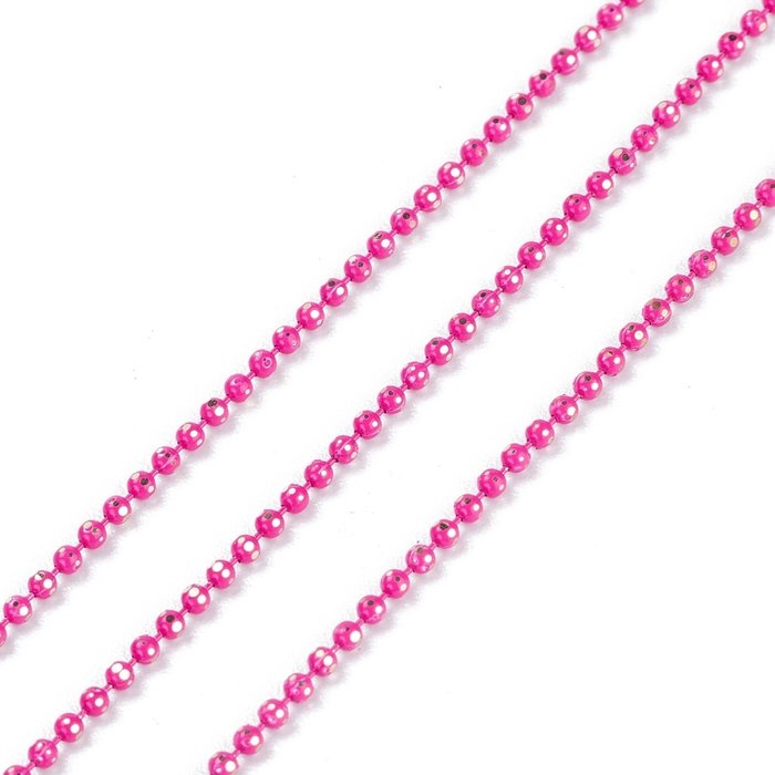 Ball Chain Fuchsia Pink 1.5mm, per 3 meter