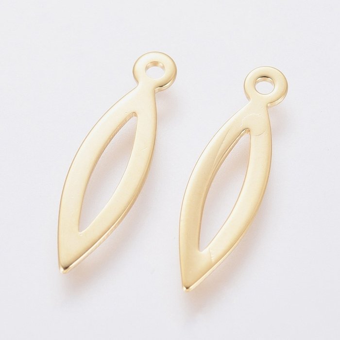 Stainless Steel Eye Bedel 20x6mm Gold Plated, 4 stuks