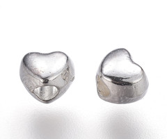 20 stuks Hart Kraal Zilver Nikkelvrij 4x4mm