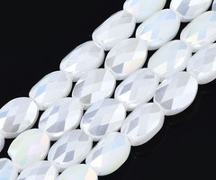 10 pieces Faceted Glass Beads White Shine 8x6x4mm