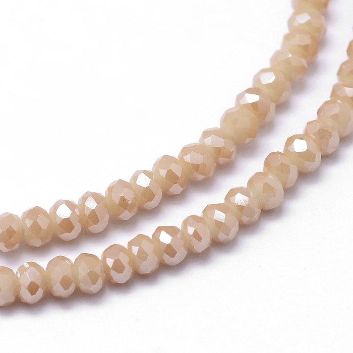 165* Electroplate Faceted Glass Beads Light Salmon Shine 3x2mm, strand 180 Pieces