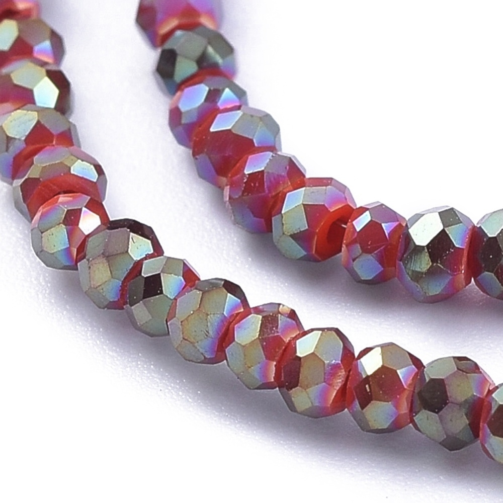 164* Electroplate Facet Glaskralen Rood Shine 2.5x1mm, streng 183 stuks