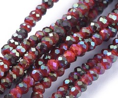 Faceted Glass Beads Electroplate Red 2.5x1mm, strand 183 Pieces