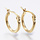 Stainless Steel Hoop Earrings 18K Gold Plated 15x2mm, 4 pieces