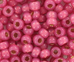 10 gram Miyuki Rocailles 6/0  Silverlined Alabaster Dyed Dark Rose