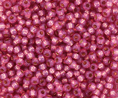 Miyuki Rocailles 11/0 -   Silverlined Alabaster Dyed Dark Rose, 5 gram