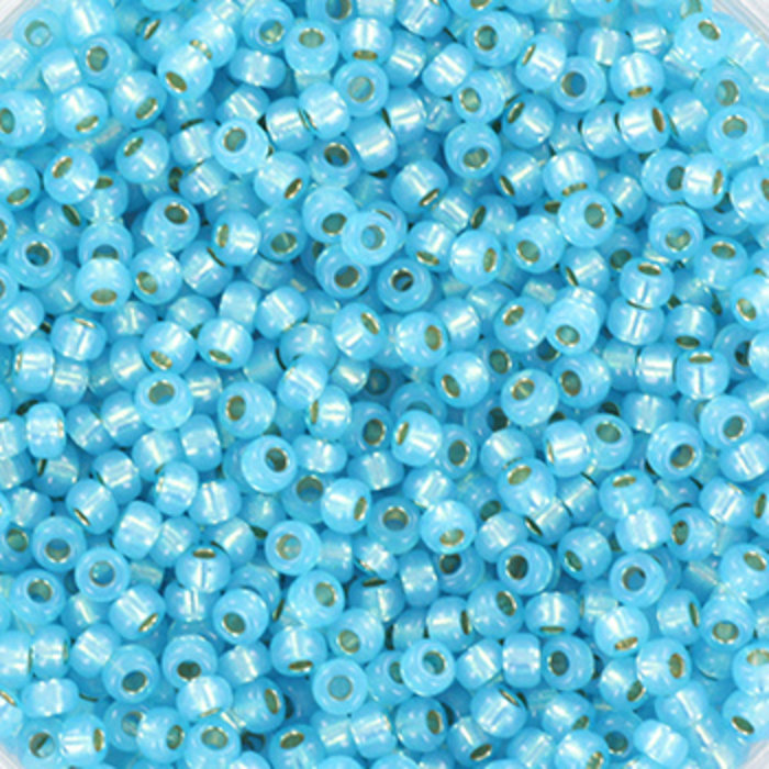 Miyuki Rocailles 11/0 -   Silverlined Alabaster Dyed Aqua, 5 gram