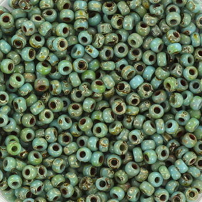 Miyuki Rocailles 11/0 - Opaque Picasso Turquoise Blue, 5 gram