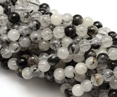 Natural Zwarte Rutiel Kwarts Edelsteen Kralen 4mm, streng 85 stuks