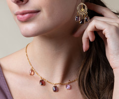 Ketting en Oorbellen Set met Crystal Glas Bedels