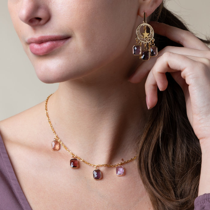 Ketting en Oorbellen Set met Crystal Glas Bedels Inspi425