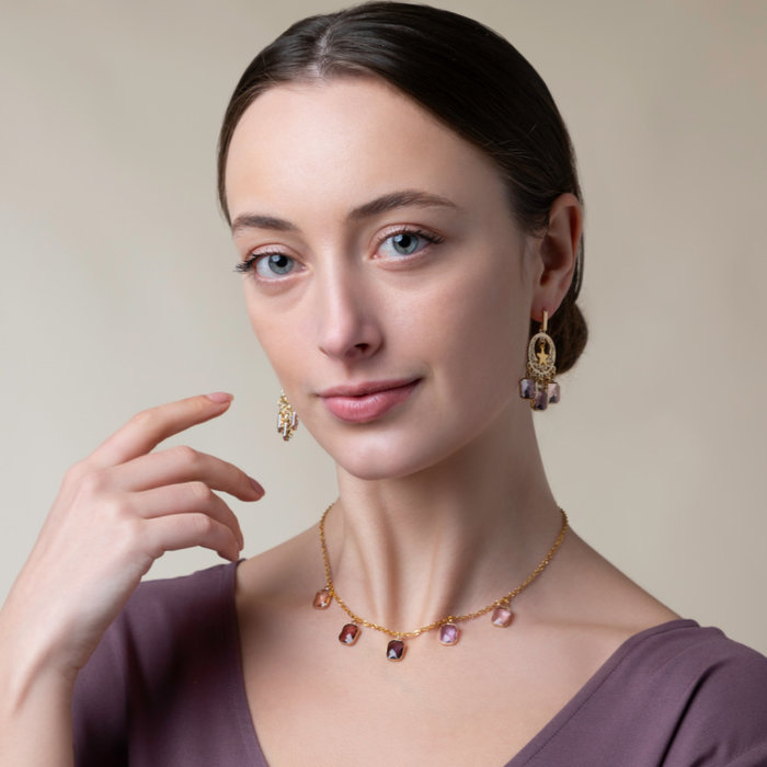 Making a Necklace and Earring Set with Crystal Glass Charms Inspi425