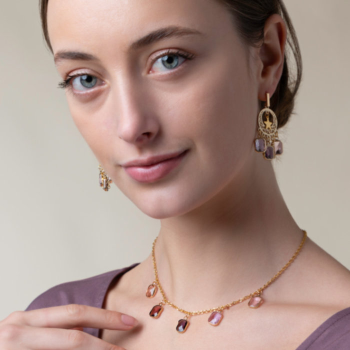 Ketting en Oorbellen Set met Crystal Glas Bedels Inspi425