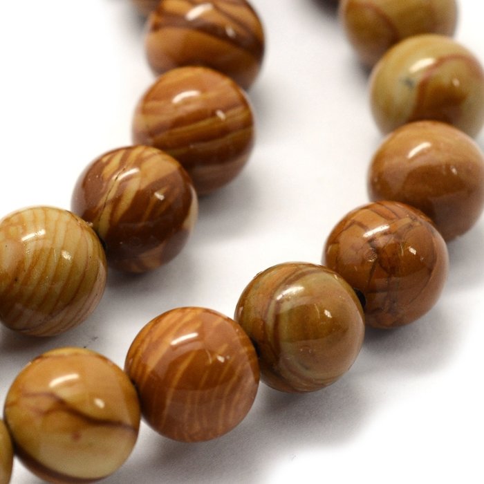 Natural Wood Lace Stone Gemstone Beads 6mm, strand 55 sieces