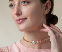 Choker Necklace with Freshwater Pearls and Gemstones