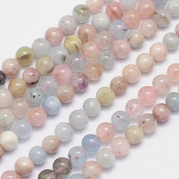 Natural Morganite Gemstone Beads 6mm, strand 60 pieces