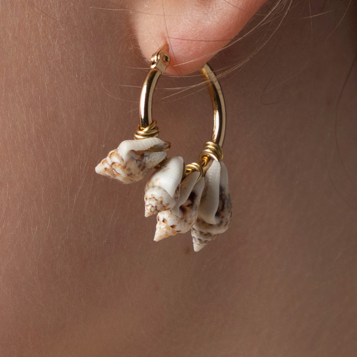 Stainless Steel Hoop Earrings Gold Plated 20mm, 2 pieces