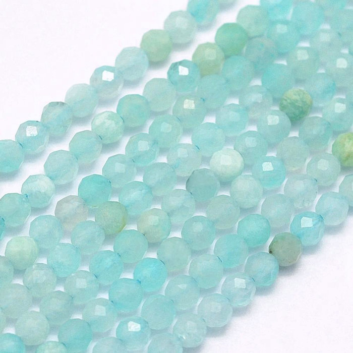 Natural Amazonite Gemstone Beads Faceted 4mm, strand 90 pieces